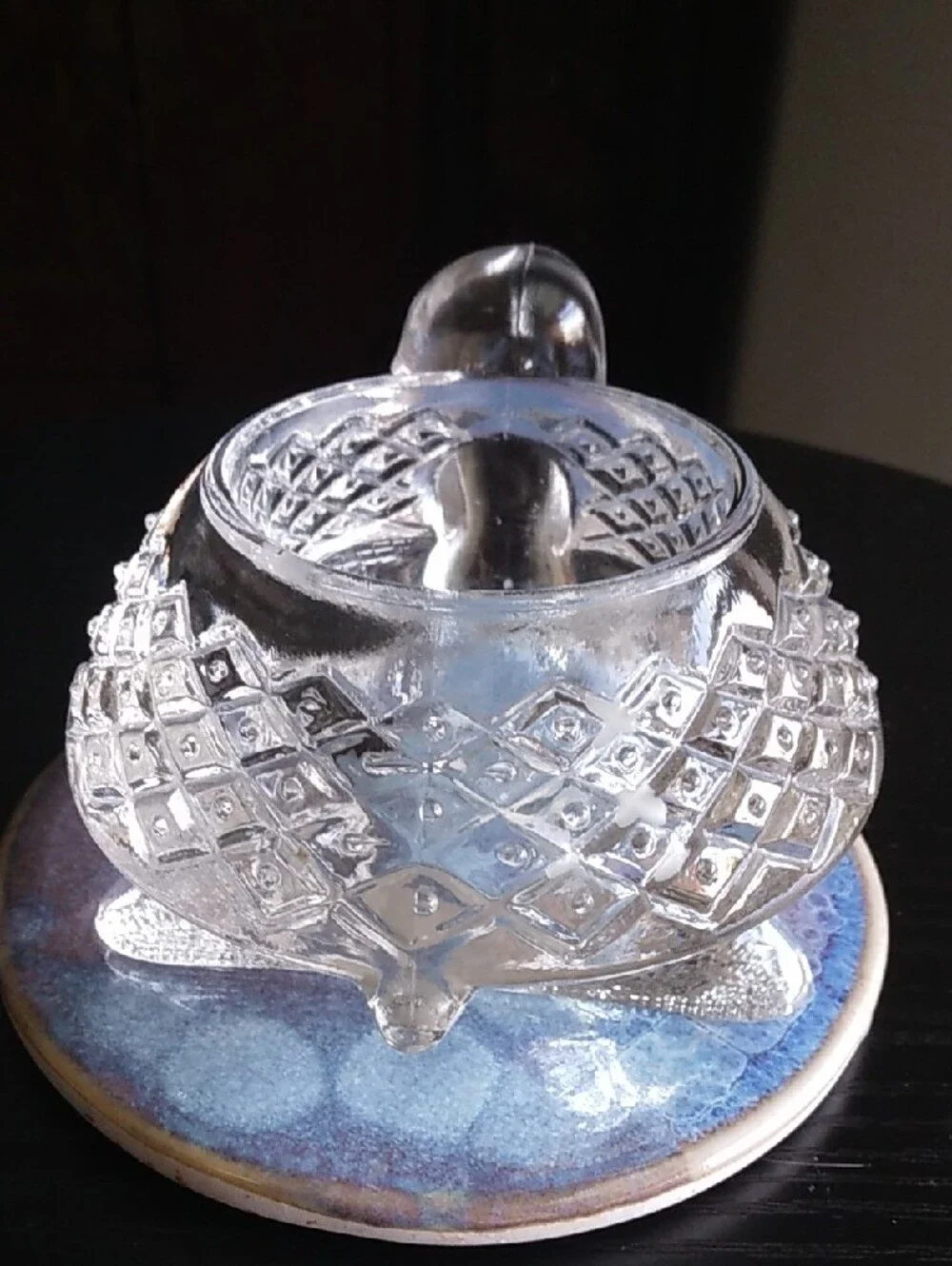 Avon Clear Glass Turtle Votive Candle Holder